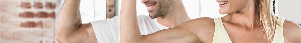 Heading banner Image for Muscle Toners showing man and woman with biceps Heading banner Image for Muscle Toners showing man and woman with biceps