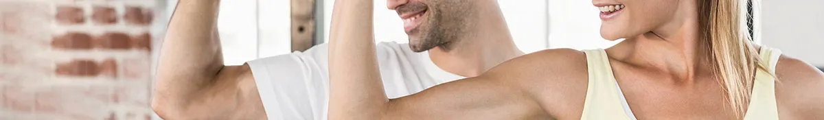 Heading banner Image for Muscle Toners showing man and woman with biceps Heading banner Image for Muscle Toners showing man and woman with biceps