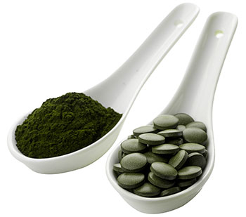 spoon full of bio chlorella algae powder and chlorella algae tablets spoon full of bio chlorella algae powder and chlorella algae tablets
