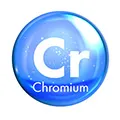 blue circle with cr written inside to represent a chromium molecule