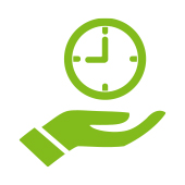 cartoon hand holding clock to represent regularity