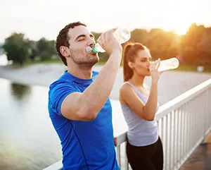 Couple drinking water