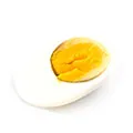 half cut boiled egg to show that egg whites contain superior protein which helps muscle development