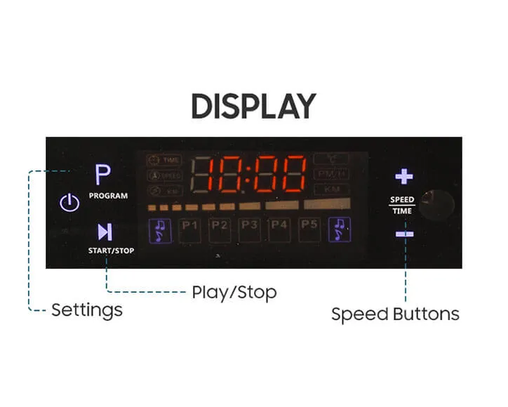 Various buttons on the remote control that come with our vibrating plate