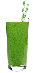 glass of a smoothie made from spirulina powder with ingredients glass of a smoothie made from spirulina powder with ingredients