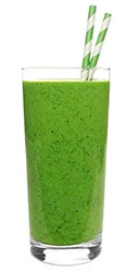 glass of a smoothie made from spirulina powder with ingredients glass of a smoothie made from spirulina powder with ingredients