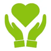 cartoon image of two hands holding up a heart to show a healthy heart