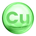 green circle with cu written inside to represent copper molecule