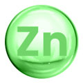 green circle with zn written inside to represent zinc molecule