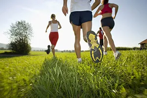 Jogging through the park