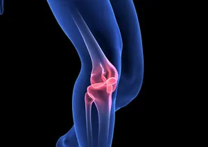 holographic image of a persons knee joint to show benefits of collagen