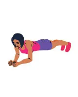 cartoon woman wearing gym clothes in plank position