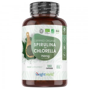 Organic Spirulina and Chlorella Tablets 500mgs 180 tablets