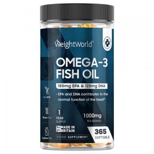 1000mg 365 omega 3 oil softgels - 1 year supply 