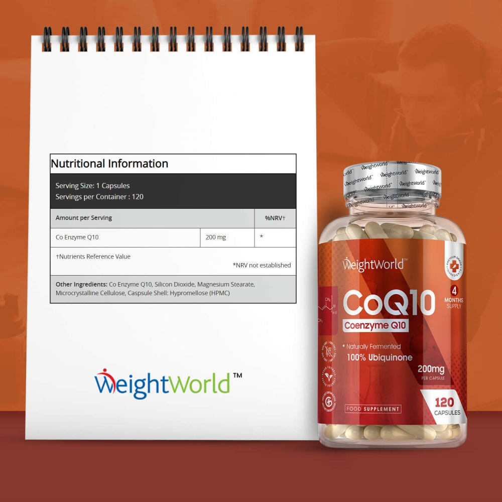 CoQ10 Pure 200mg 120 Capsules of Coenzyme Q10 WeightWorld