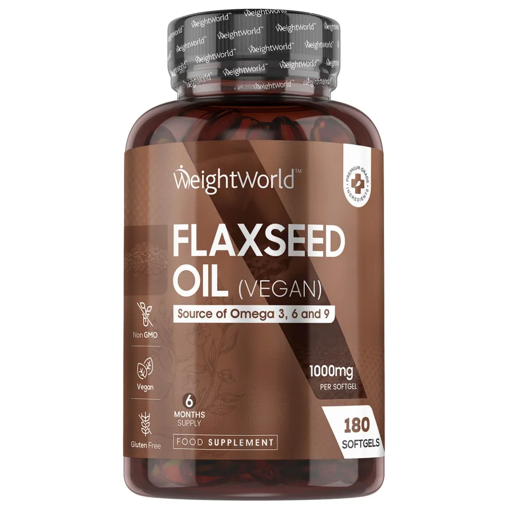 Bottle of WeightWorld Flaxseed Oil Softgels