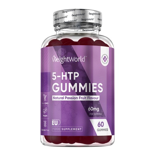 5 HTP Gummies - 60 mg 60 Gummies - 1 Month Chew Supplement - With Lemon Balm Extract & Passion Fruit Flavour