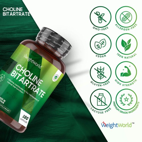 Choline Bitartrate Capsules Supplement for the Liver WeightWorld