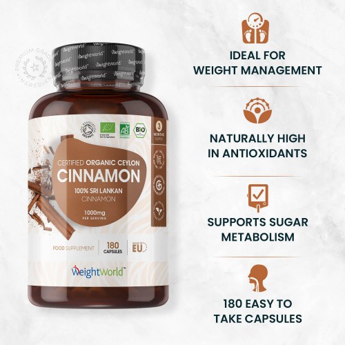 Cinnamon Capsules - Natural Herbal Wellness Spice Supplement - WeightWorld - 180 Capsules