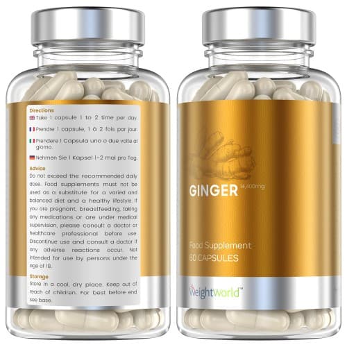 Ginger Capsules Naturally Sourced Wellness Pills WeightWorld