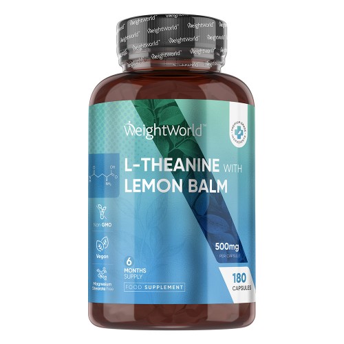L-Theanine Amino Acid - 500mg 180 Capsules - Caffeine Free Natural Green & Black Tea Supplement