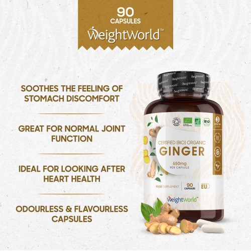 Organic Ginger Naturally Sourced Wellness Capsules WeightWorld