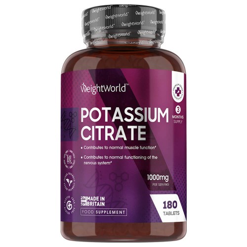 Potassium Citrate l 1000mg, 180 Tablets l WeightWorld