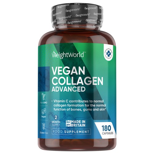 Vegan Collagen - 500mg 180 Capsules - 100% Plant Based Collagen Supplement by WeightWorld
