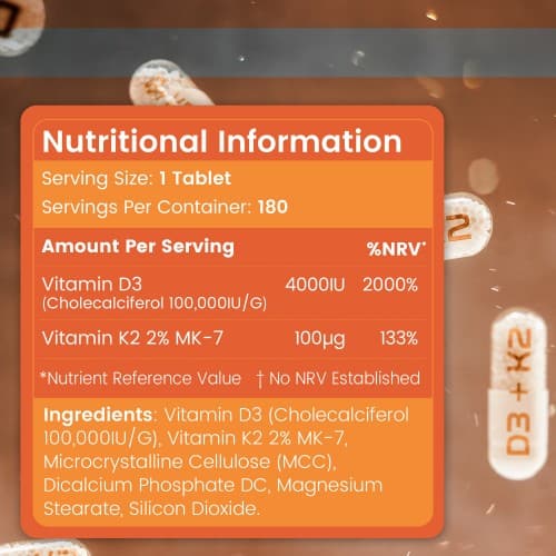 Vitamin D3 + K2 Natural Immunity Boost Food Supplement WeightWorld