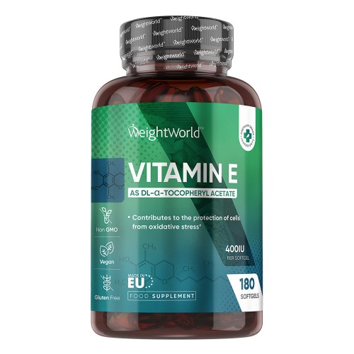 Vitamin E - 400iu 180 Capsules - Skin, Hair & Eye care supplement - Natural Alpha tocopheryl - High Strength Vitamin E Oil Capsule (Not vit e tablets)