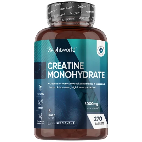 Creatine Monohydrate Tablets 3000mg - 270 Creatine Tablets - Vegan & Keto-Friendly - Unflavoured & Gluten-Free - 3 Months Supply - for Men & Women-image