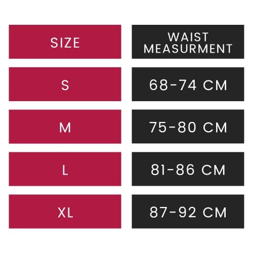 Chery Waist Trainer Size Chart