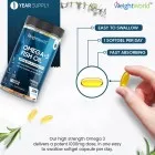 1000mg 365 omega 3 oil softgels - 1 year supply 