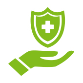 cartoon hand holding shield to represent protection
