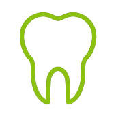 cartoon image of a green tooth to represent benefits to dental wellbeing cartoon image of a green tooth to represent benefits to dental wellbeing