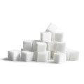 cubes of white sugar to show that consuming large amounts of sugar makes you hungry