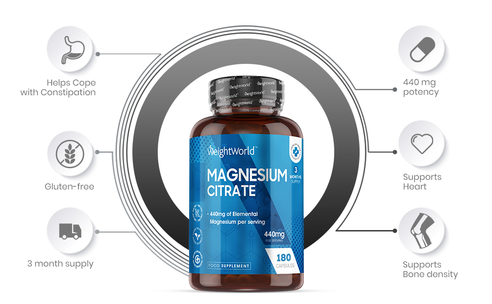 Magnesium Citrate Natural Wellbeing Supplement WeightWorld