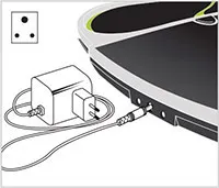 back of circulator with wall socket and plug to show charger