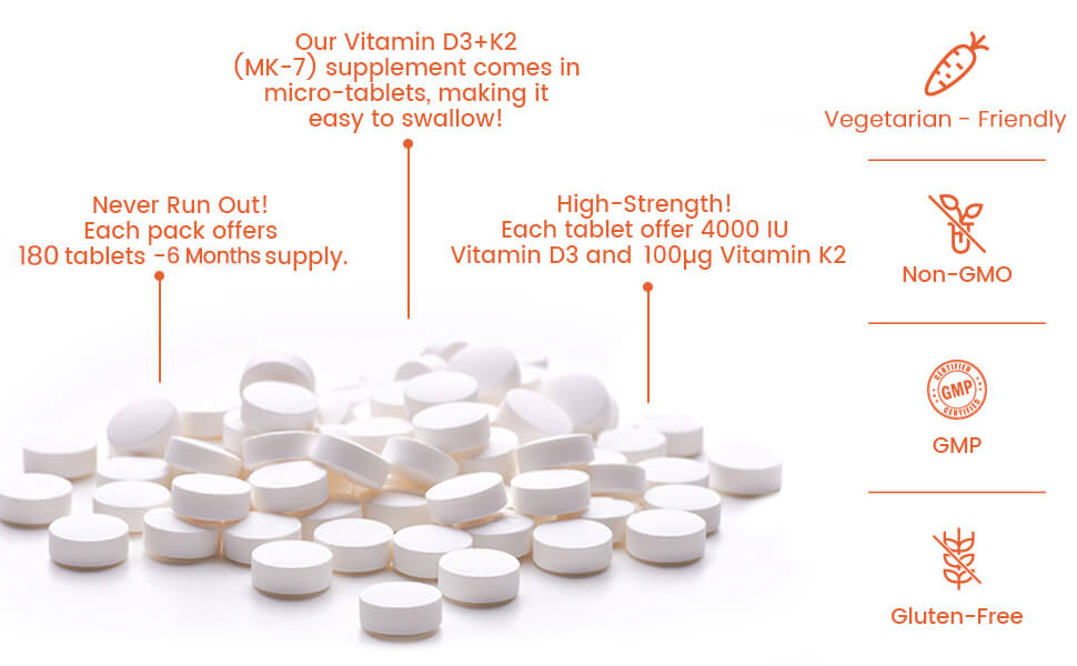 Vitamin D3 and K2 Tablets