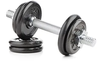 image of a dumbell and weights to show how it works