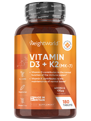 Vitamin D3 4000IU + K2 200mcg 400 Tablets