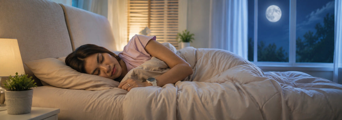 Person sleeping peacefully at night representing magnesium for sleep support