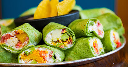 Spinach Tortillas with Moringa and Fried Vegetables