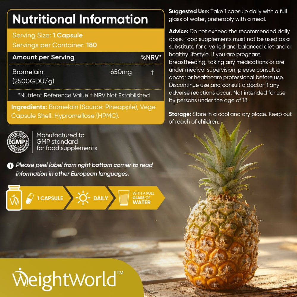 Nutritional information of our bromelain supplement