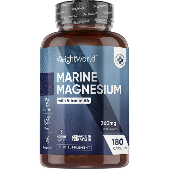 Bottle of WeightWorld Marine Magnesium and Vitamin B6 Capsules