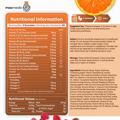 Nutritional information of our Children's Vitamin Gummies