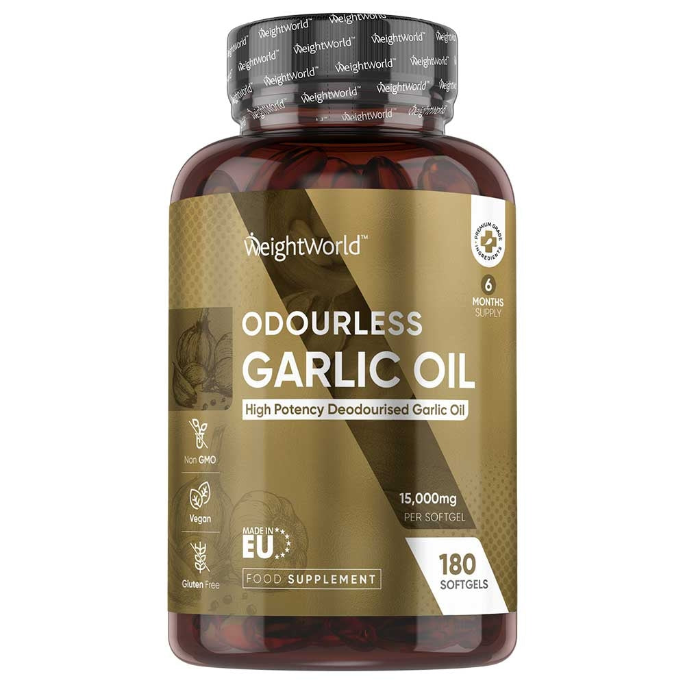 Bottle of WeightWorld Odourless Garlic Oil Softgels