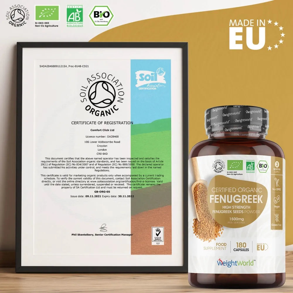 Soil Association Certification given to our Organic Fenugreek Capsules